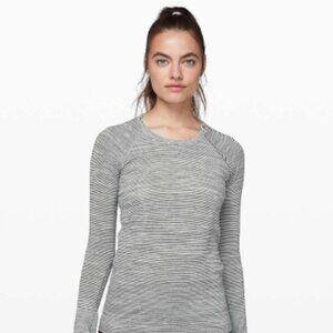Lululemon Swiftly Speed Long Sleeve White / White / Black Size 12